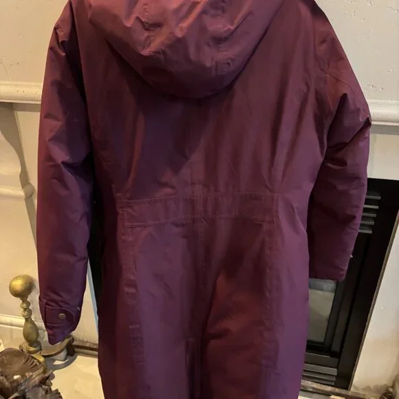 Lands End Women's Winter Long Jacket, L 14-16, Puffy Shell, Maroon - Picture 6 of 12